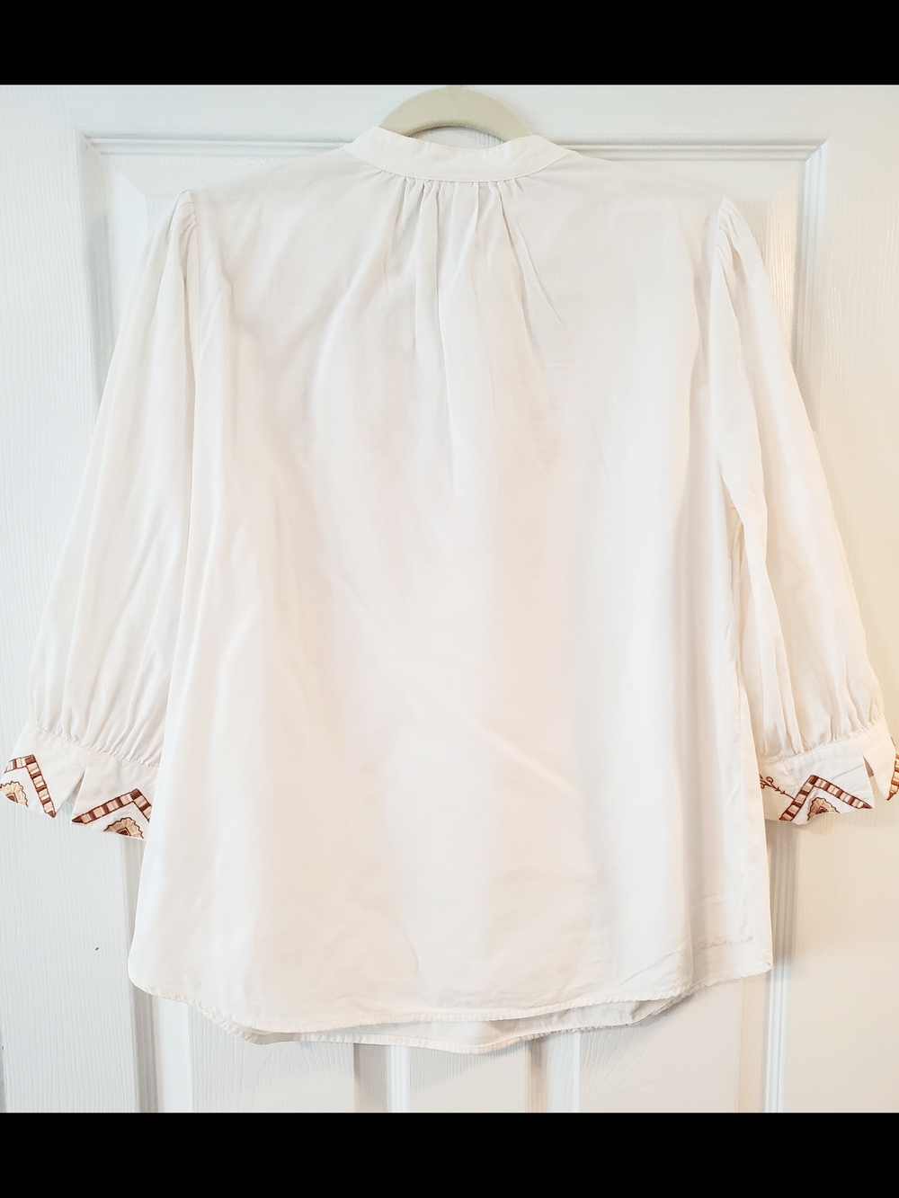 Knox Rose Cream Embroidered Peasant Blouse with Brown Detail - Picture 3 of 9